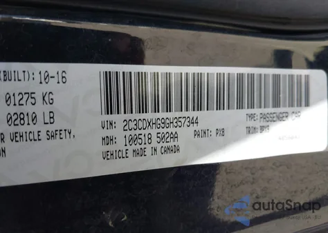 2016 Dodge Charger Sxt from USA, damaged, VIN 2C3CDXHG9GH357344